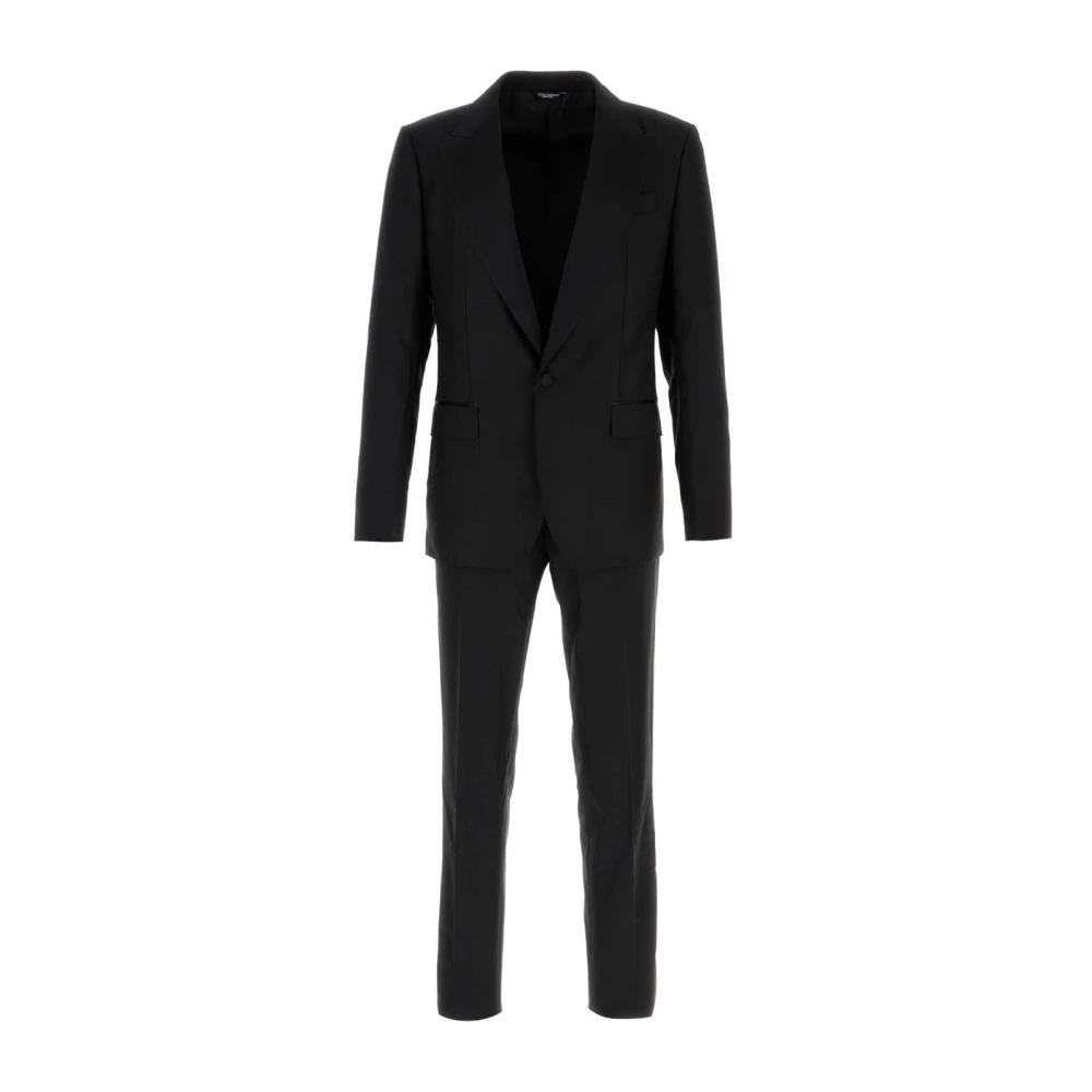 Dolce & Gabbana Men's Black Single Breasted Suits,, Elegant Wool Blend Suit Medium