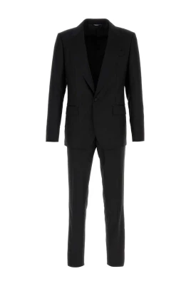 Elegant Svart Ullkostym