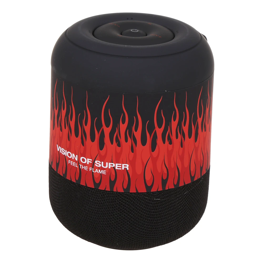 Vision OF Super Zwarte Speaker met Rode Vlammen en Wit Logo Black Heren