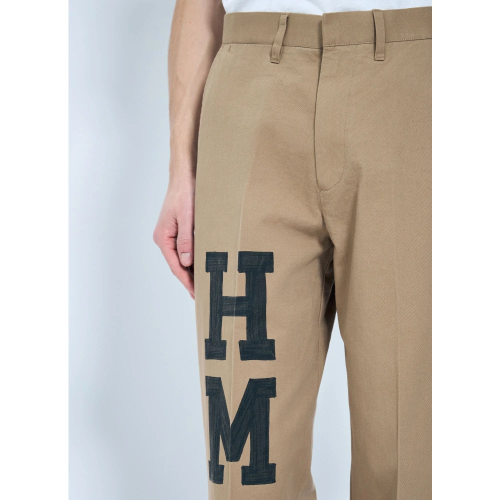 Human Made Logo Print Wijde Chino Broek Brown Heren