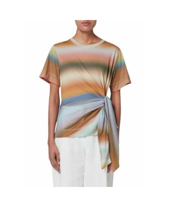faded-stripe-print-t-shirt-met-strik