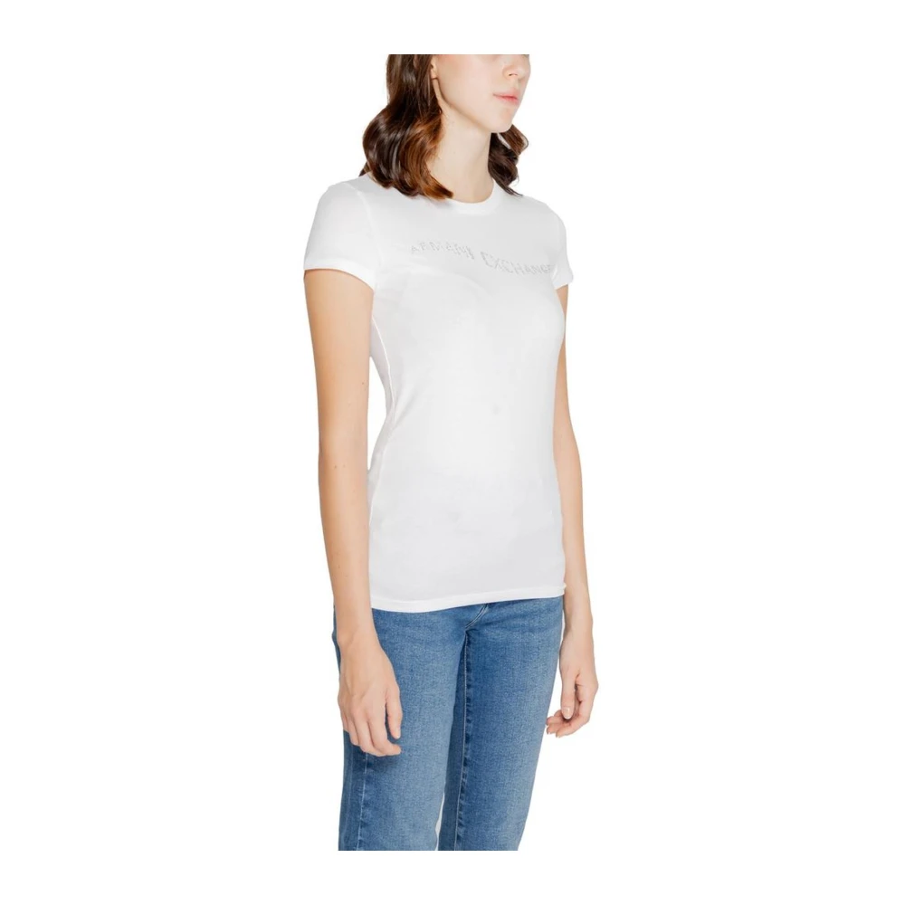Armani Exchange Wit Katoenen Blend T-shirt voor Vrouwen White Dames