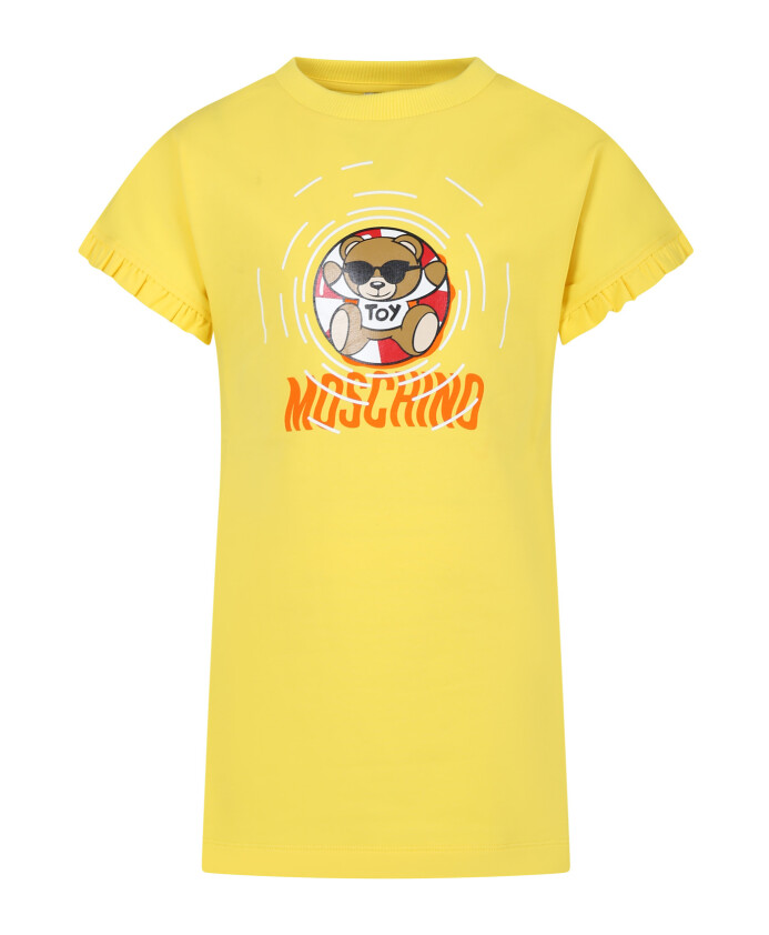 robe-jaune-decontractee-a-manches-courtes-avec-ours-en-peluche