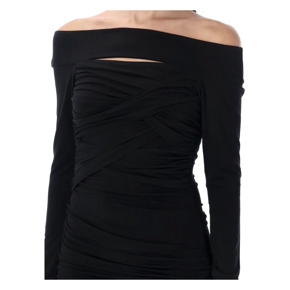 REV Elegant Draped Dress Black Dames