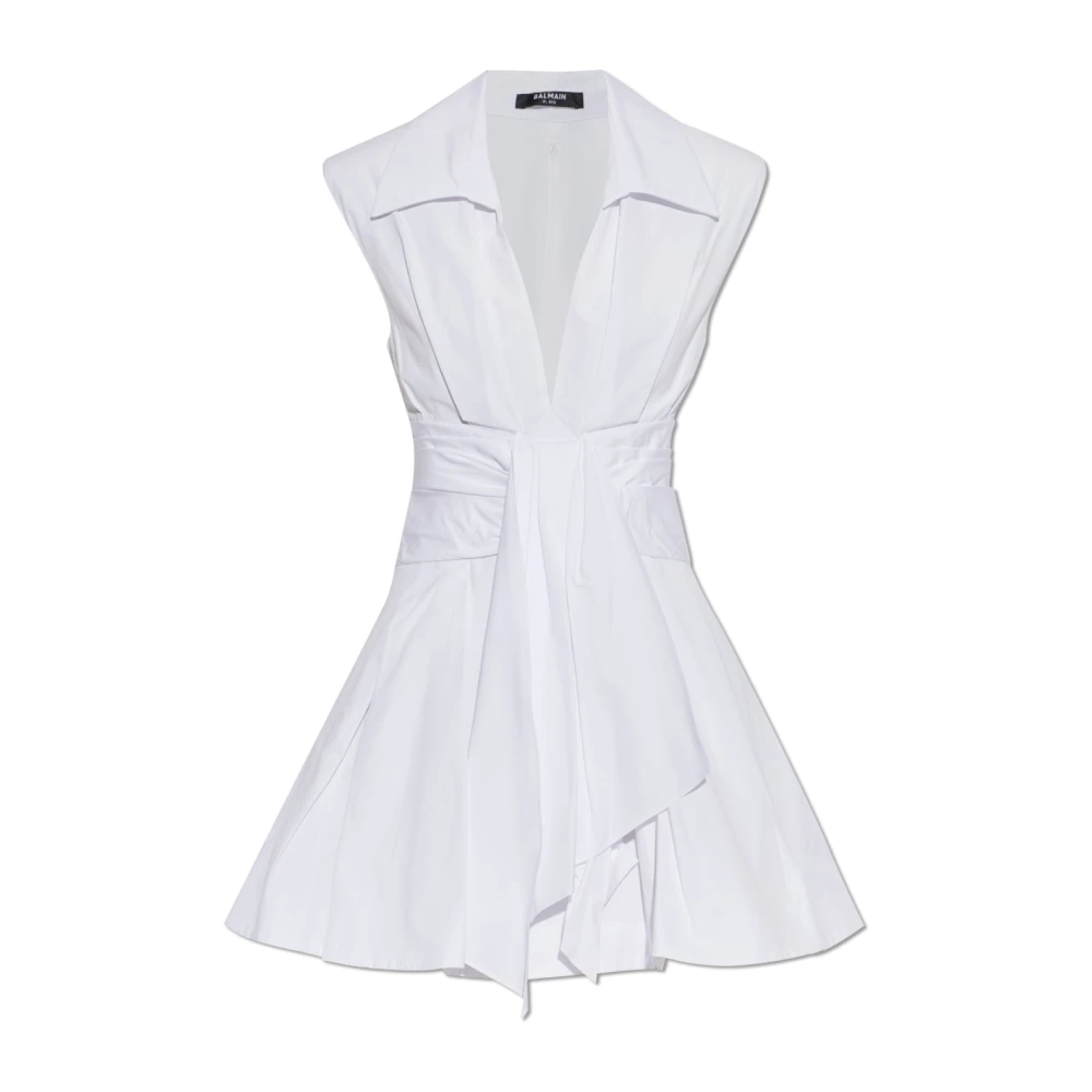 Balmain White Cotton Shirt Dress - Female - Short Dresses - Xs - Dresses