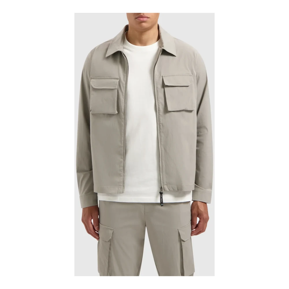 Pure Path Stretch Crêpe Overshirt in Taupe Gray Heren