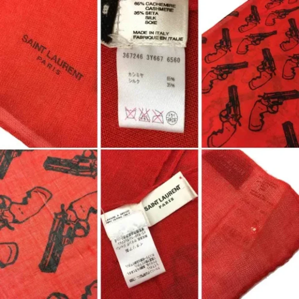 Saint Laurent Vintage Tweedehands Rode Kasjmier Saint Laurent Sjaal Red Dames