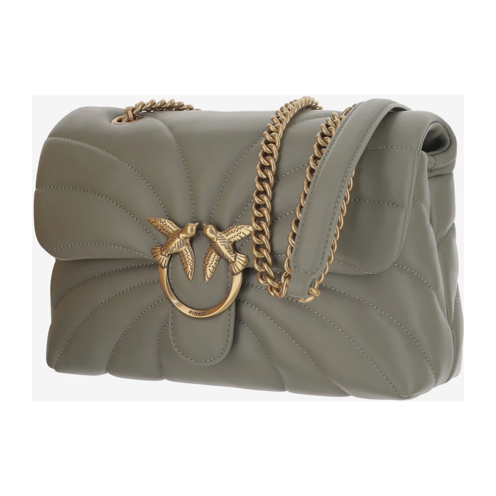 pinko Gewatteerde Leren Vlindertas Love Birds Green Dames