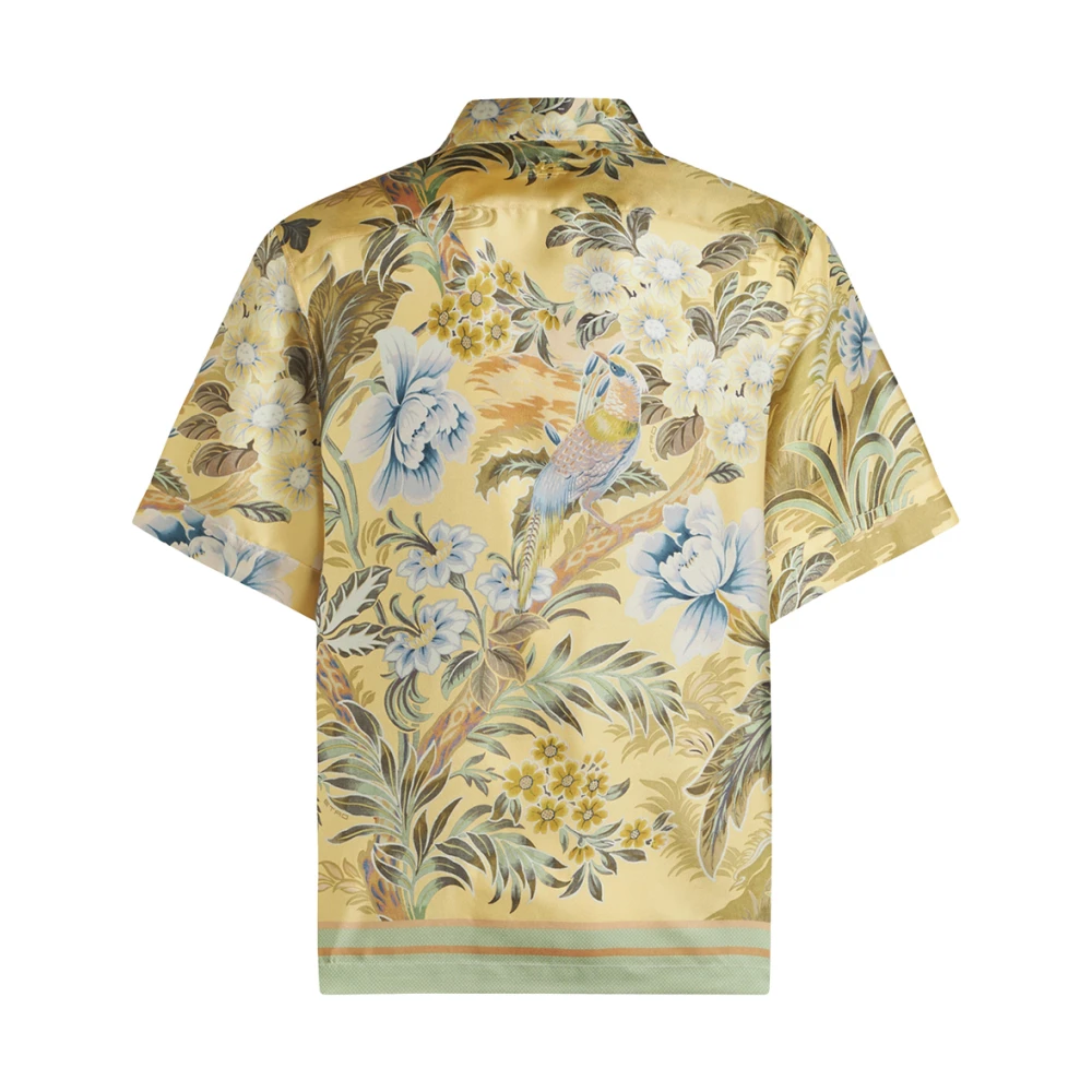 ETRO Gele Bloemen Zijden Bowling Shirt Multicolor Heren