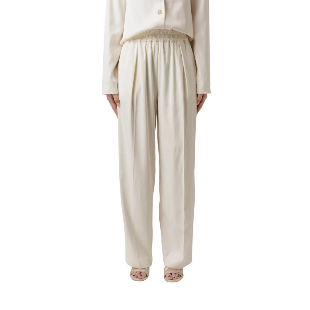 Samsøe Hoge Taille Wijde Broek Solitary Star Beige Dames