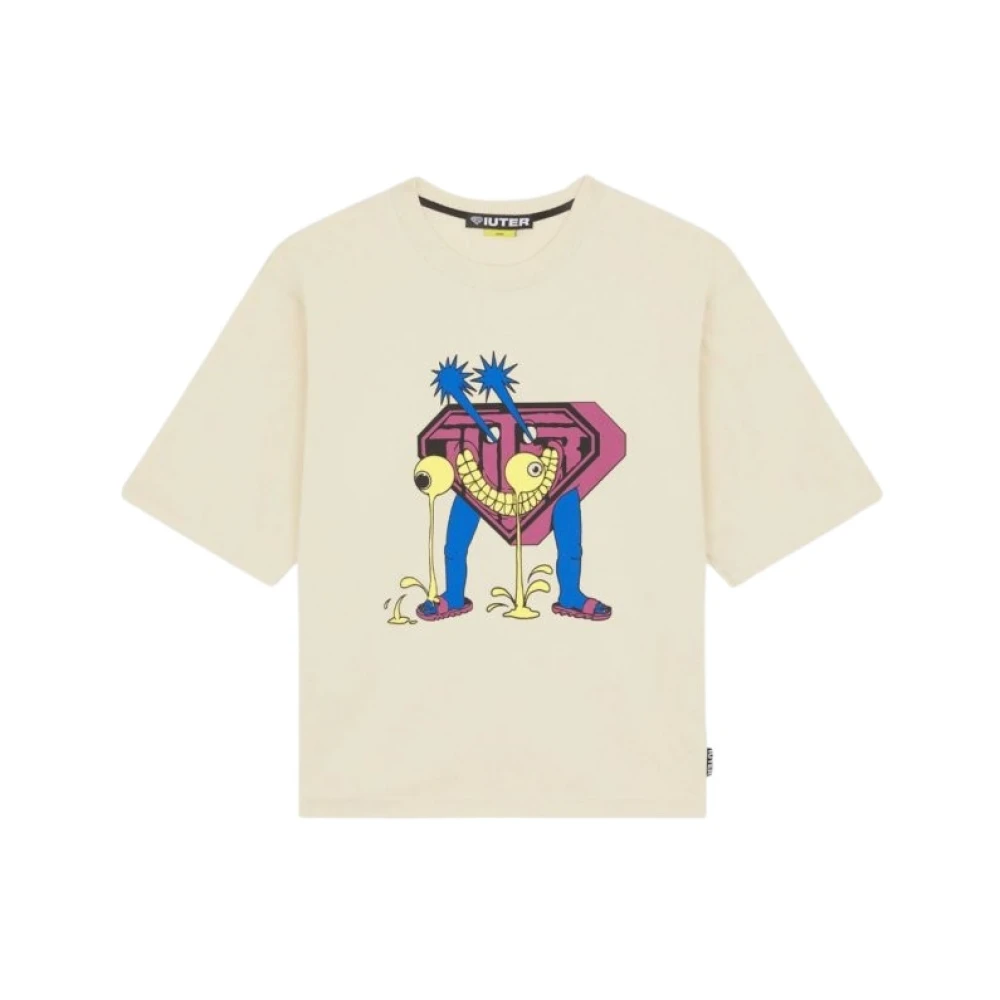 Iuter Omgekeerde Tee met Zijprint Beige Heren