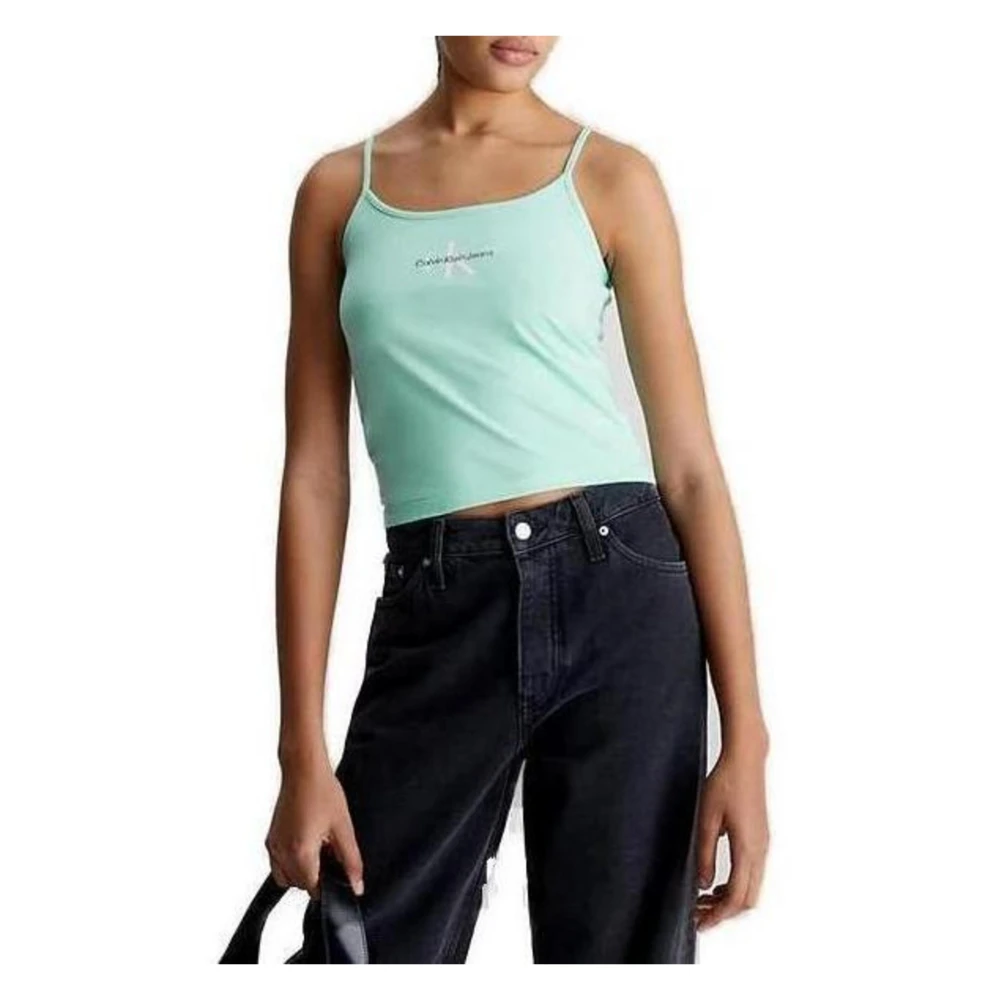 Calvin Klein Jeans Tan Strappy Tank Top Green Dames