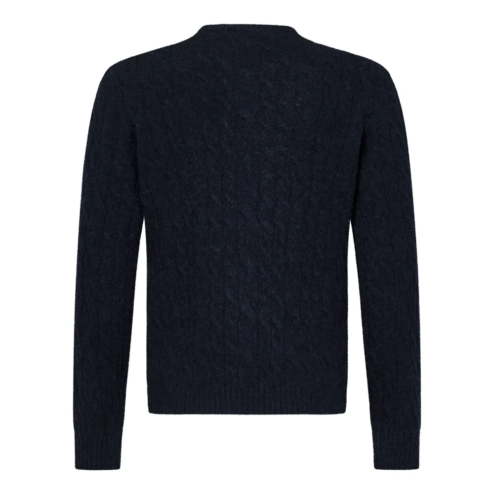 Boglioli Blauwe Cable-Knit Crewneck Sweater Aw24 Blue Heren