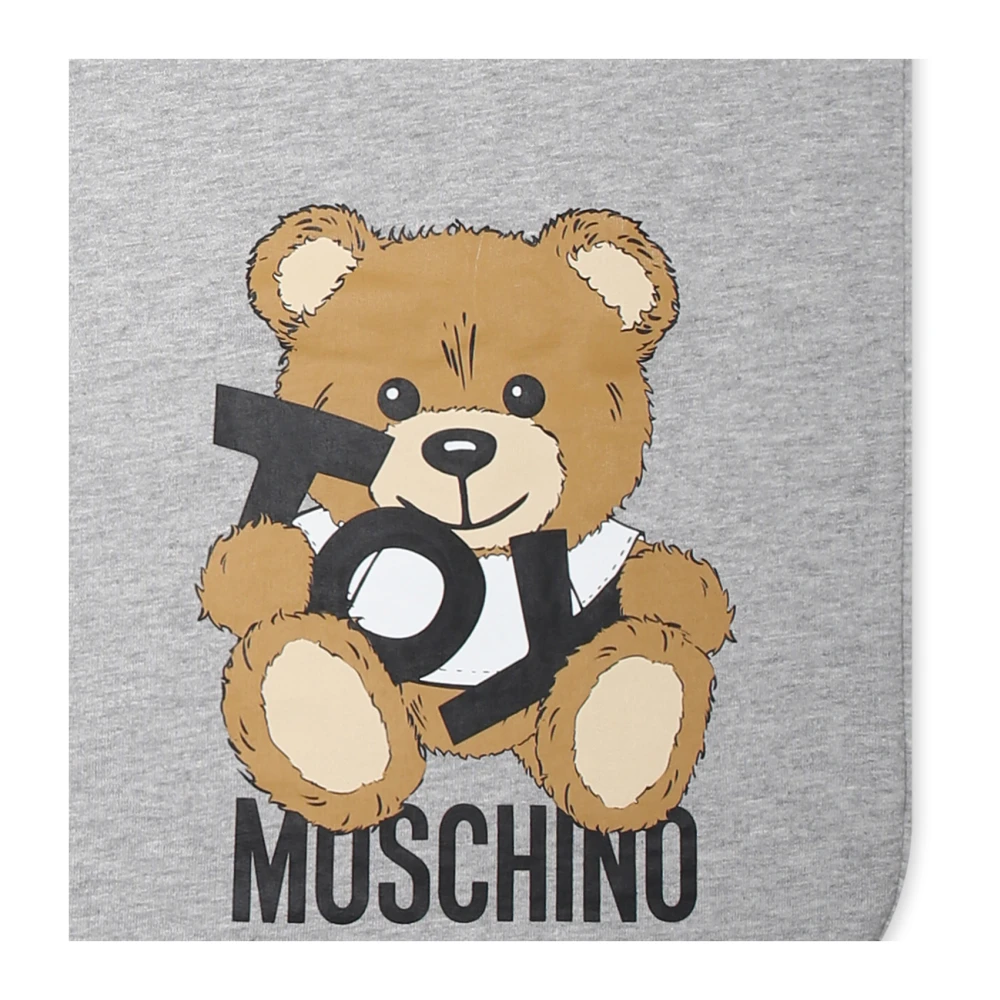 Moschino Teddybeer Logo Grijs Katoenen Deken Gray Unisex
