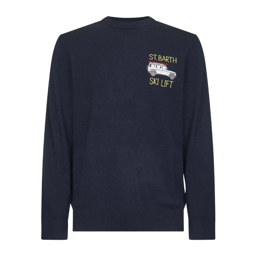 Mc2 Saint Barth Men's Blue Round-Neck Knitwear, 2XL, Ski Lift Jumper