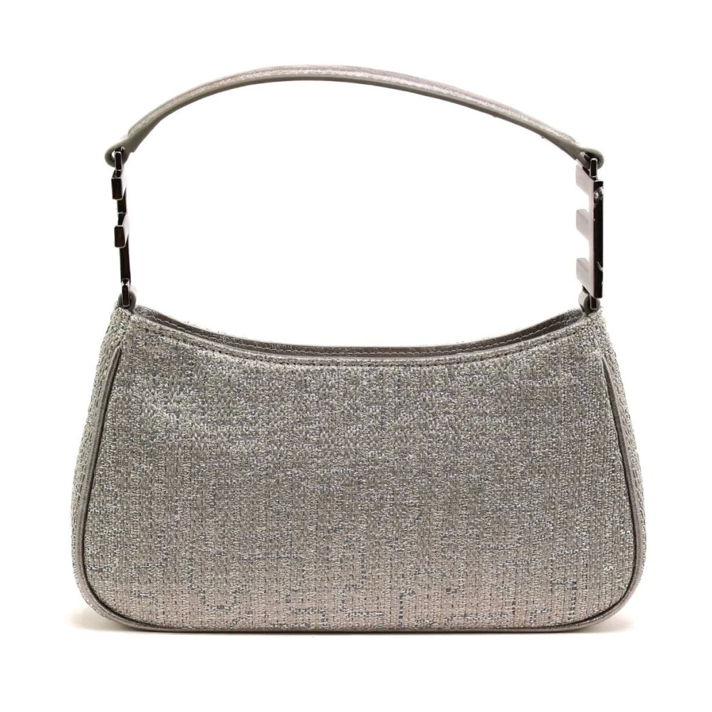 Elisabetta Franchi Elegante Schoudertas met Zilveren Letters en Strass Gray Dames