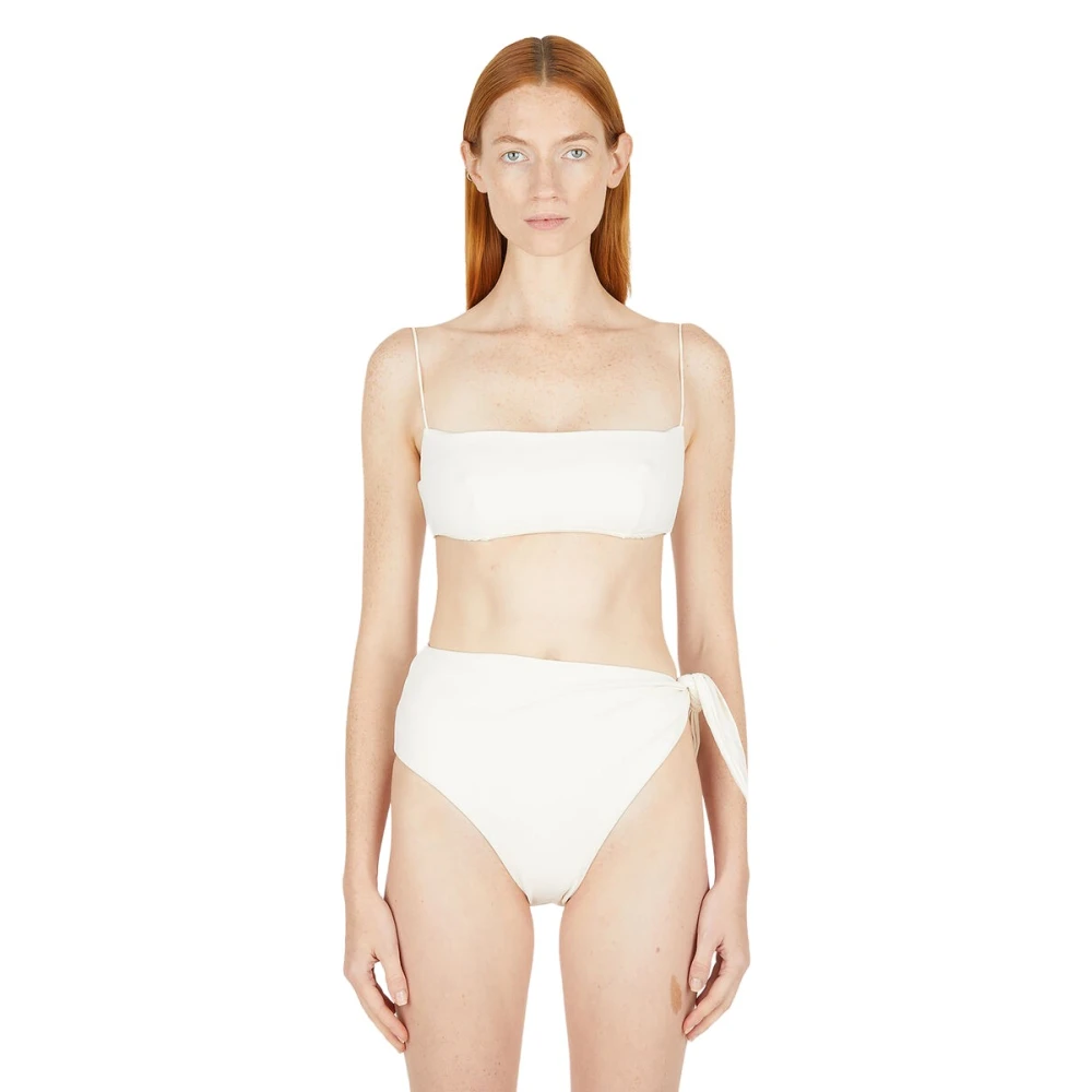 Ziah Women's White Bikinis, S, Fine Strap Bikini Top