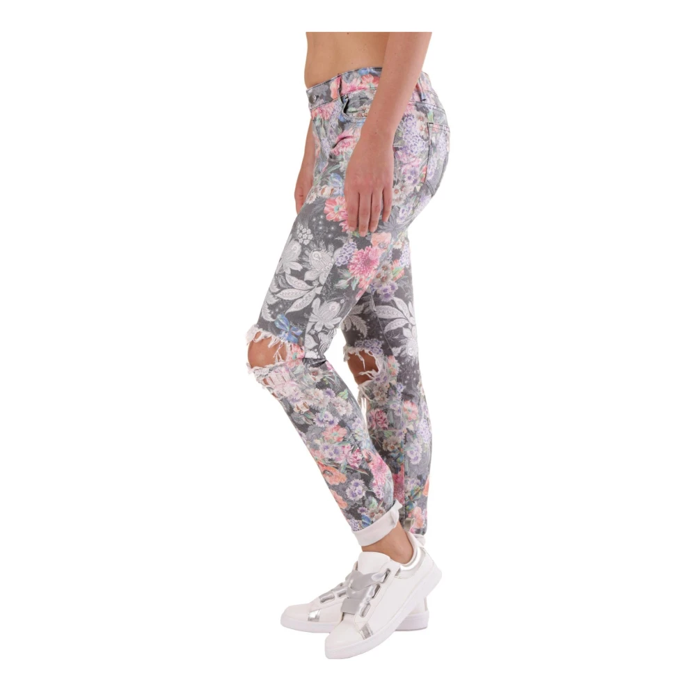 MET Bloemen Skinny Jeans Versleten Casual Stretchy Multicolor Dames