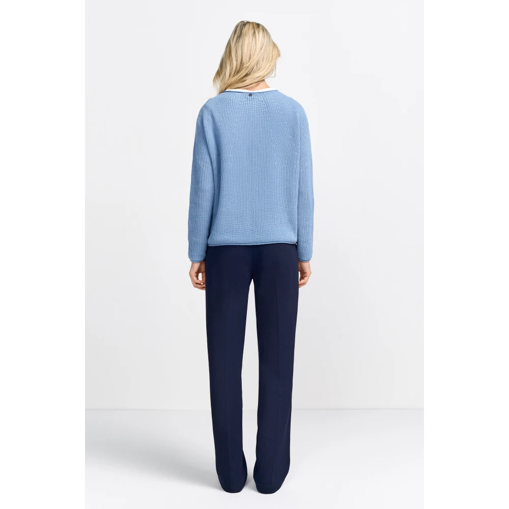 Rich & Royal Naadloze Crew-neck Cardigan Blue Dames