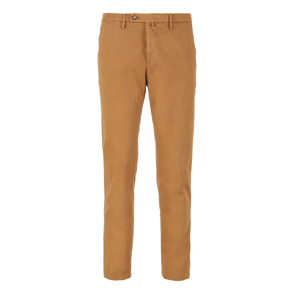 Gallo Lange effen beige katoenen broek voor heren Yellow Heren