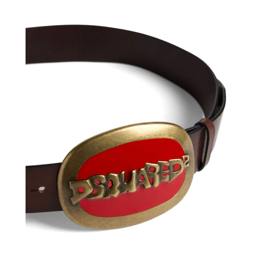 Dsquared2 Bruin Leren Logo Gesp Riem Brown Heren