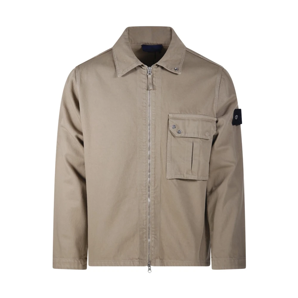 Stone Island V0094 Denim Overshirt - Male - Light Jackets - Beige - L - Jackets
