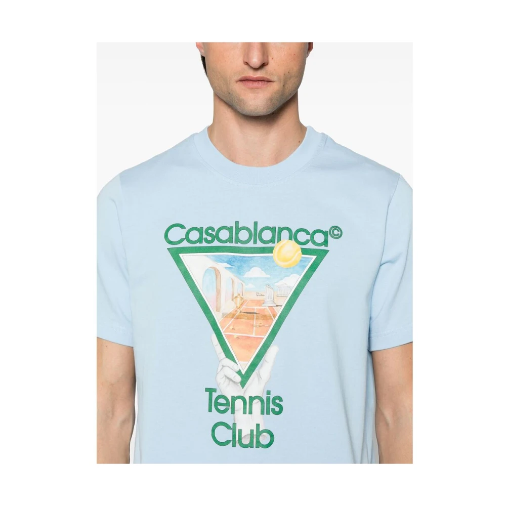 Casablanca Lichtblauwe Logo Print Crew Neck Blue Heren