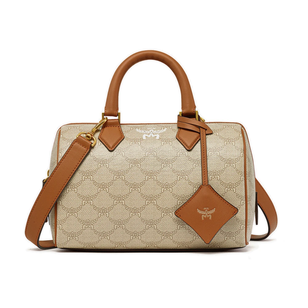 MCM Ella Boston-tas in Lauretos Beige Dames
