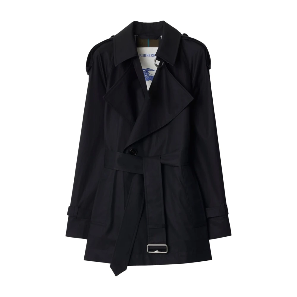 Burberry Zwarte Katoenen Trenchcoat Black Dames