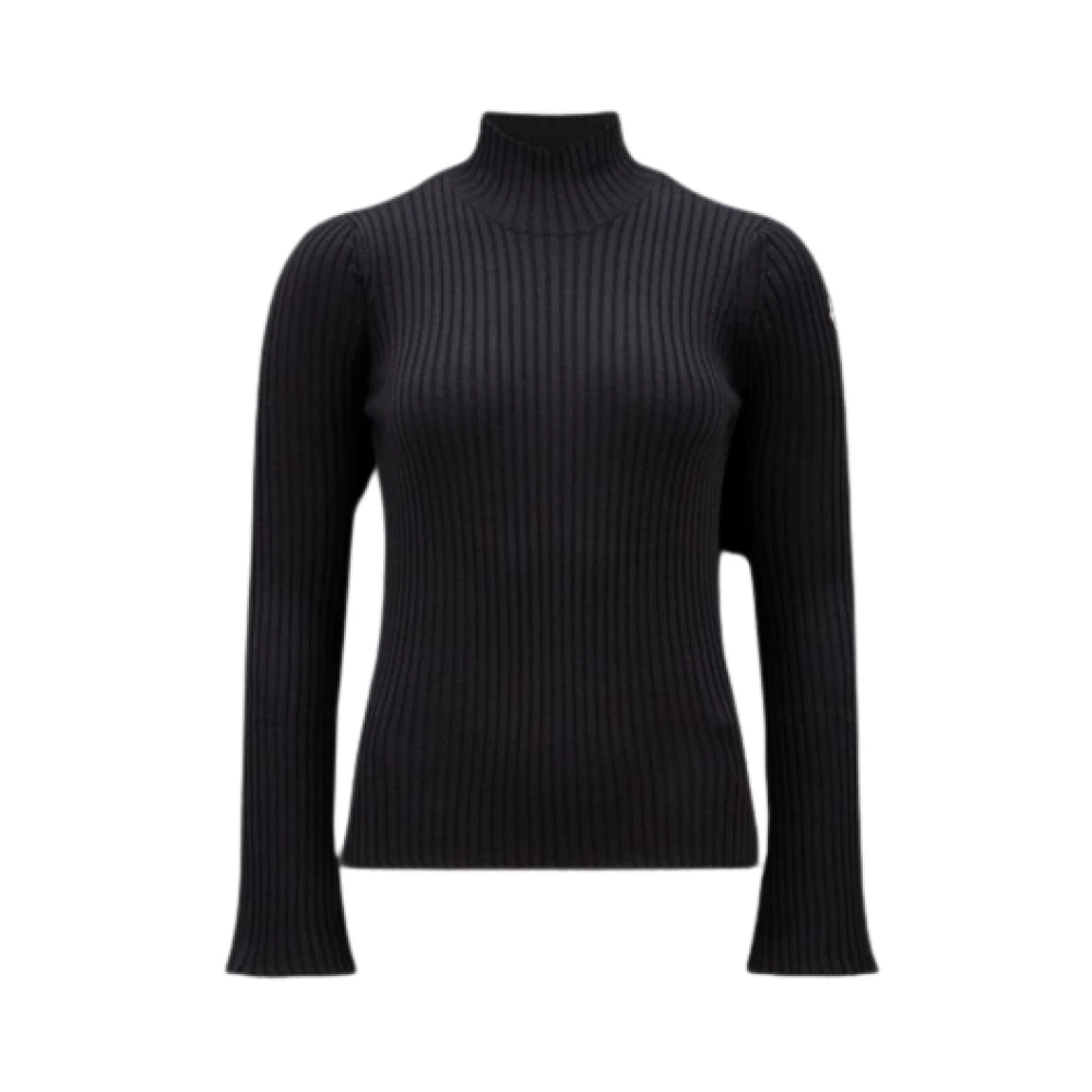 Moncler Zwarte Geribbelde Wollen Trui Black Dames