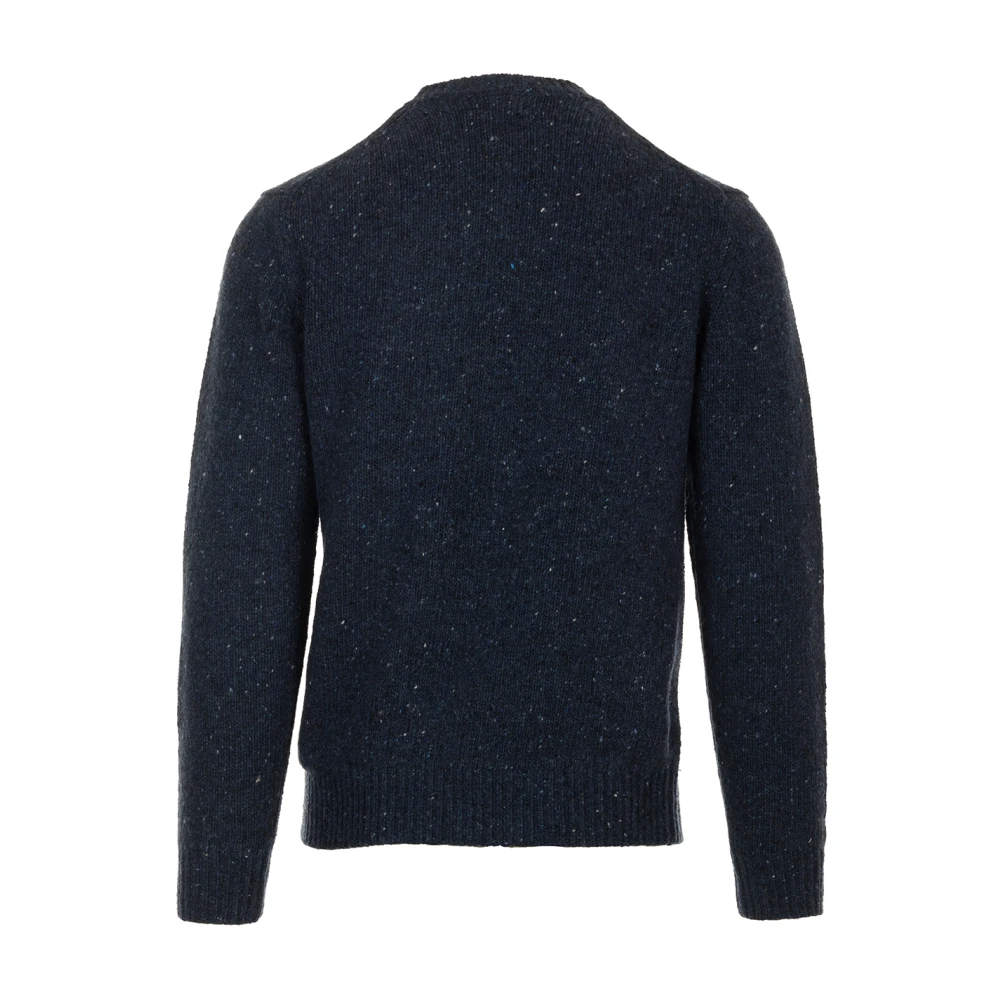 Hartford Blauwe Crew Gebreide Pullover Trui Blue Heren