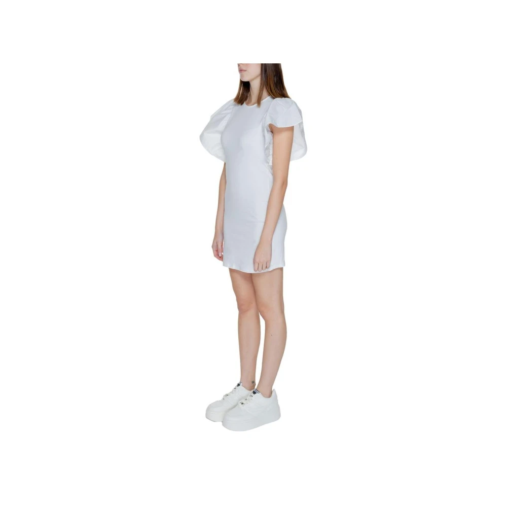Only Witte Katoenen Pofmouw Mini Jurk White Dames