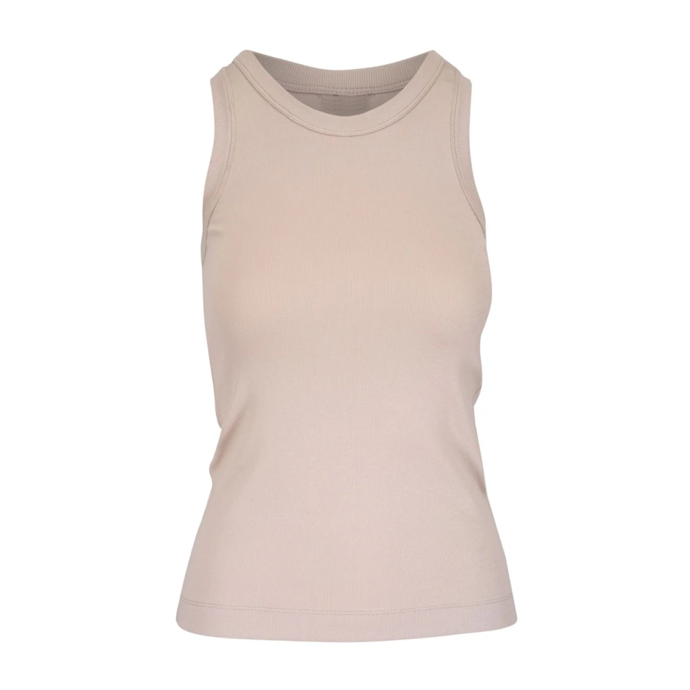 BRUNELLO CUCINELLI Beige Geribbelde Mouwloze Top Beige Dames
