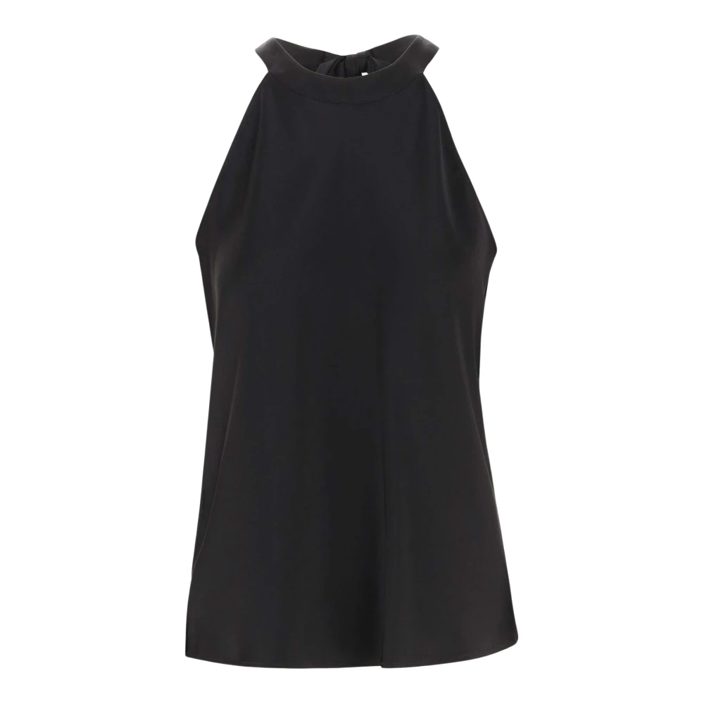 Pinko Zwarte Satijnen Rugloze Strik Top Black Dames