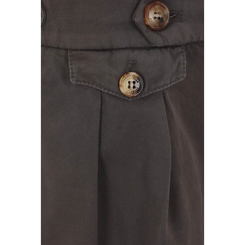 BRUNELLO CUCINELLI Bruine Katoenen Gabardine Broek Brown Heren