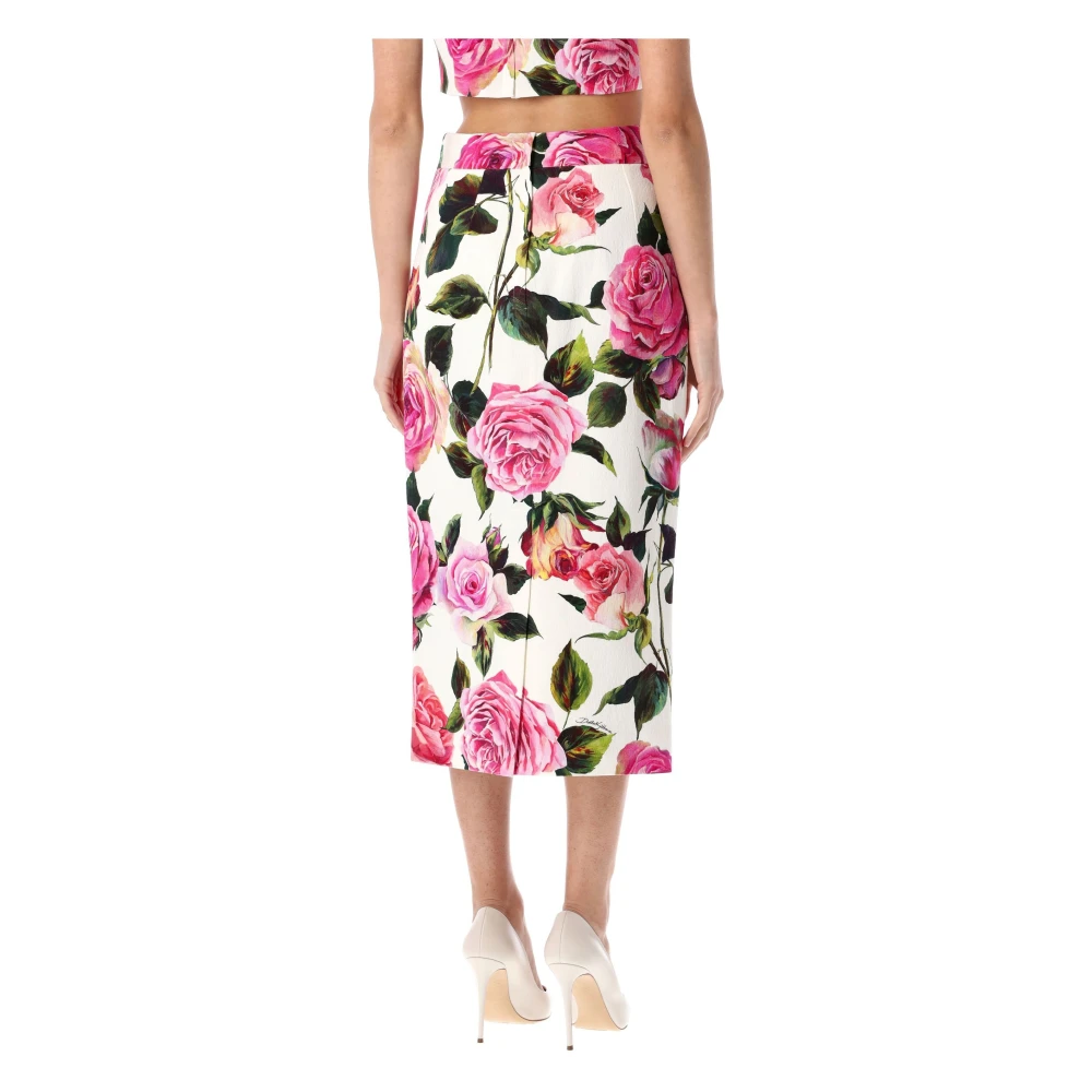 Dolce & Gabbana Witte Rozenprint Rok Multicolor Dames