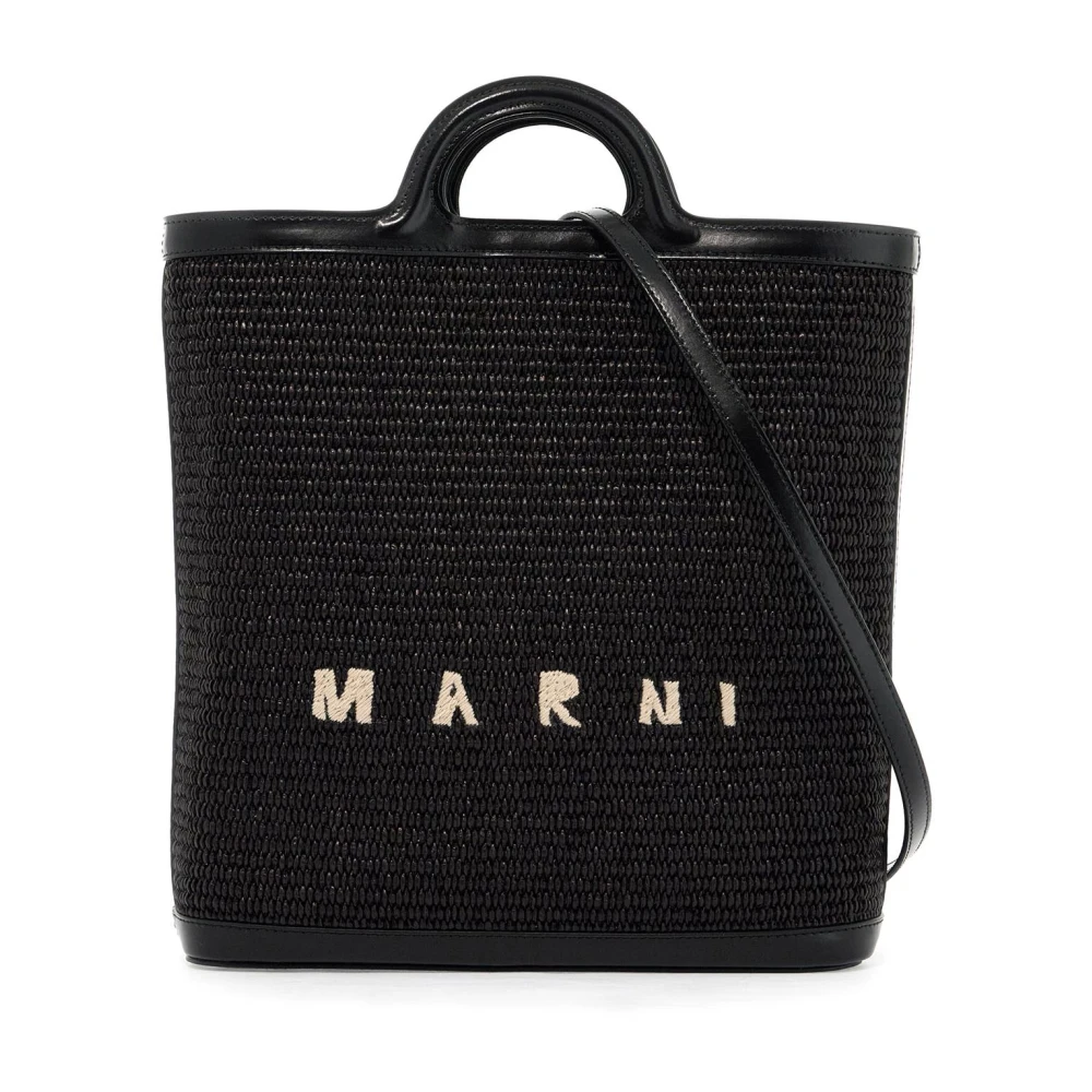 Marni Tropicalia Geborduurde Handtas met Leren Afwerking Black Dames