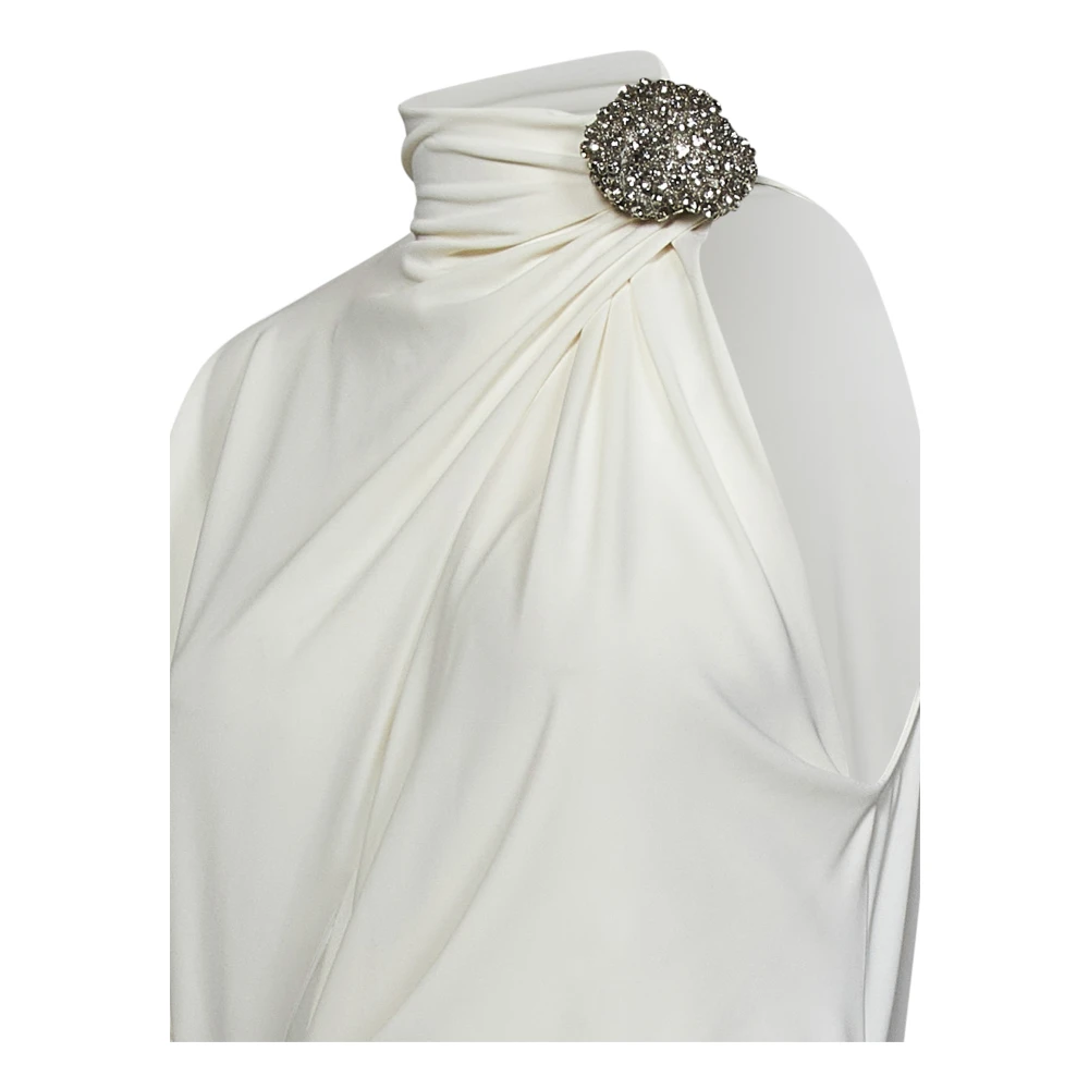 Amen Witte One-Shoulder Juweel Jurk Beige Dames
