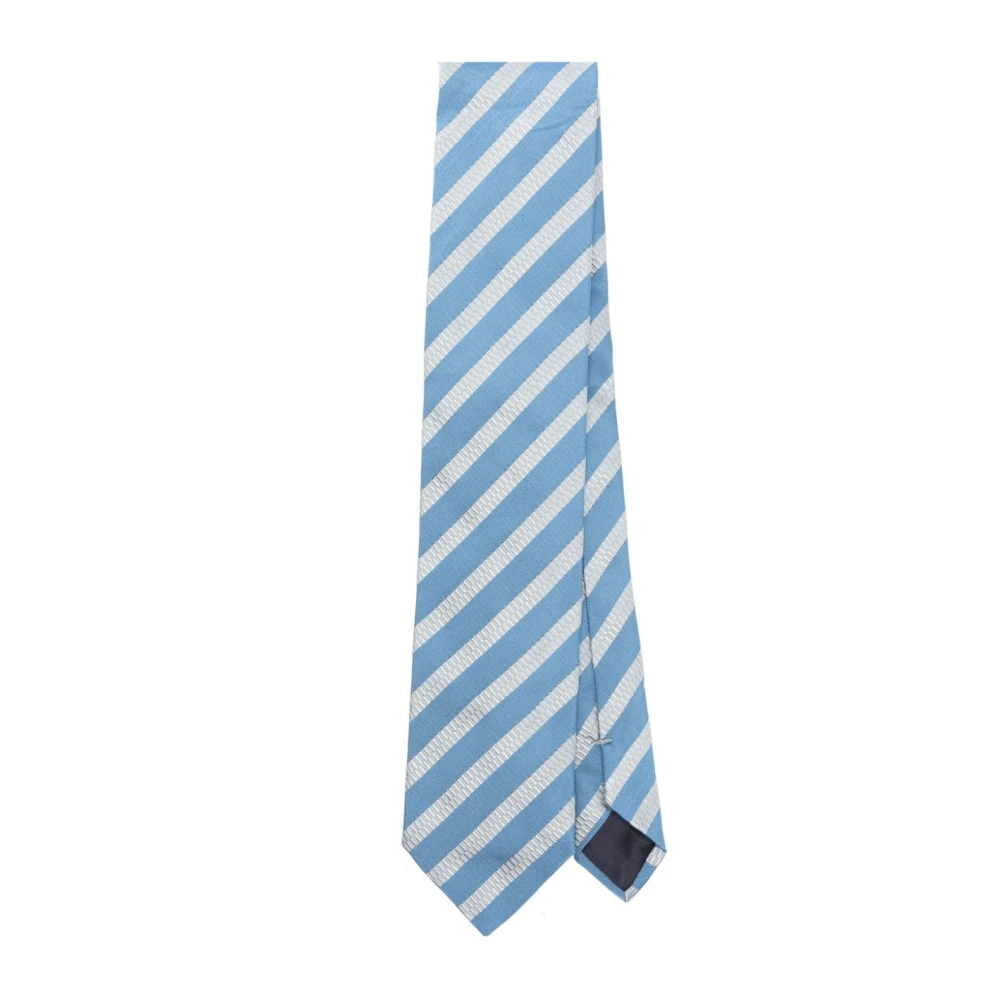 Lanvin Navy Blue Grey Band Tie Multicolor Heren