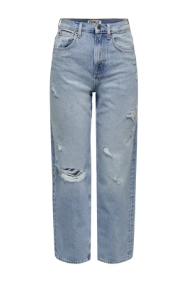 Denim High Waist Straight Leg Jeans
