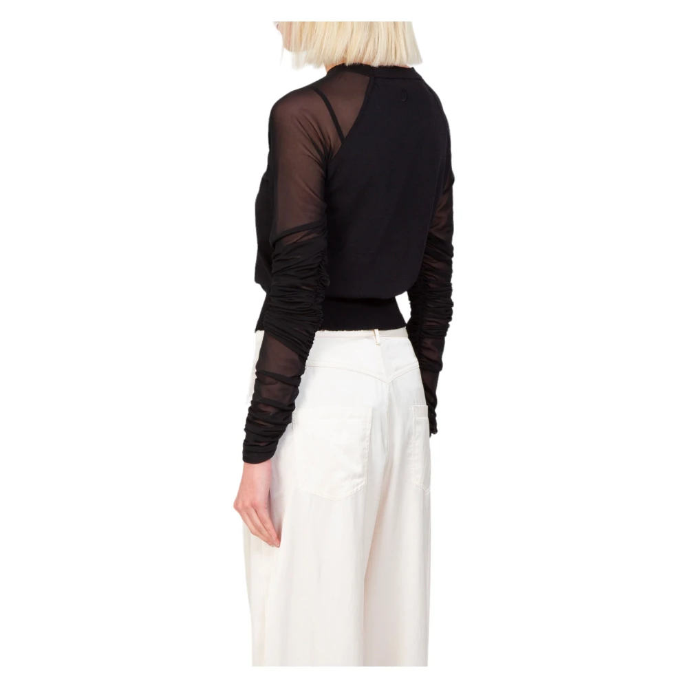 pinko Tulle Sleeves Sweater in Z99 Black Dames