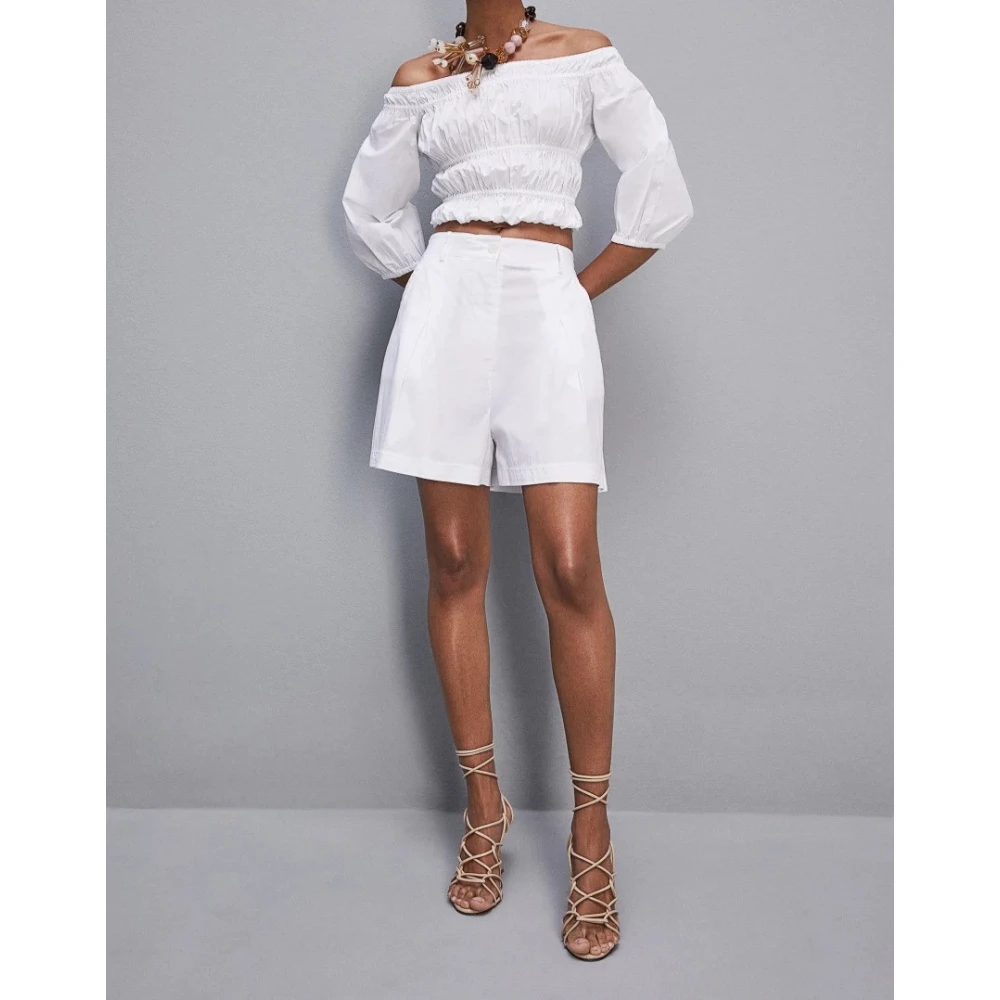 PATRIZIA PEPE Stretch katoenen poplin shorts White Dames
