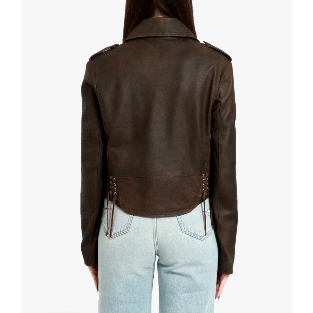Mauro Grifoni Leather Jackets Brown Dames
