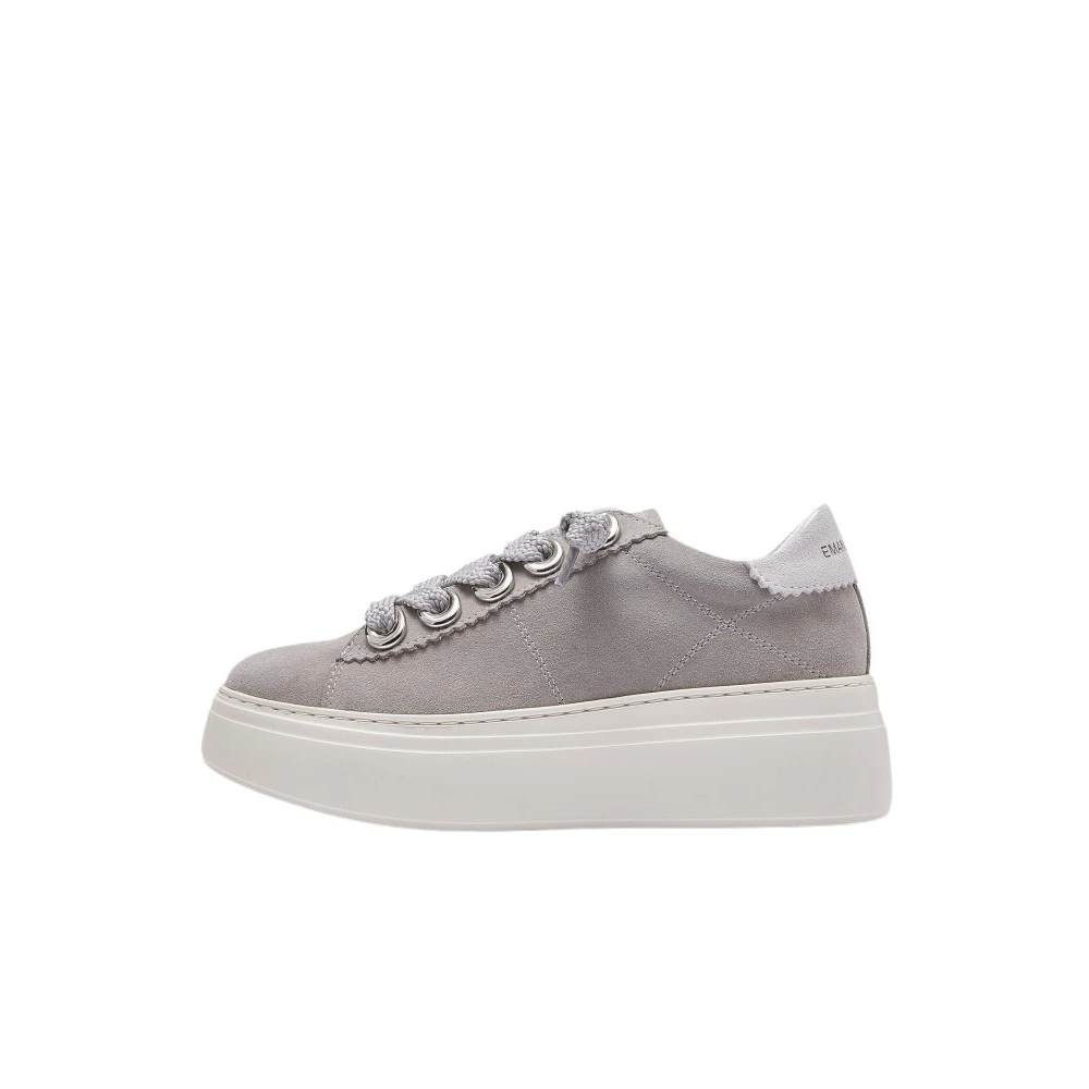 Emanuelle Vee Bice Sneakers in As Suede met Oogjes Dames Schoenen Grijs