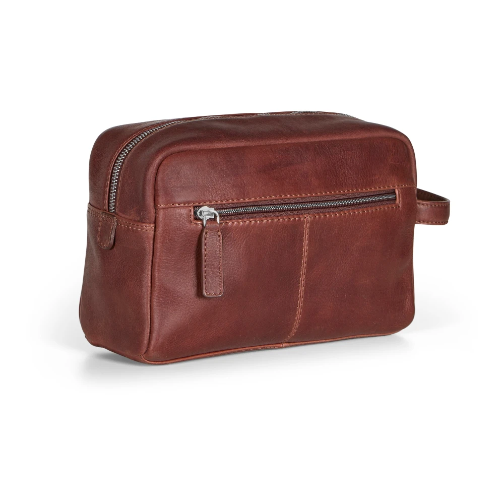 Howard London Bruine Lederen Washbag Brown Heren