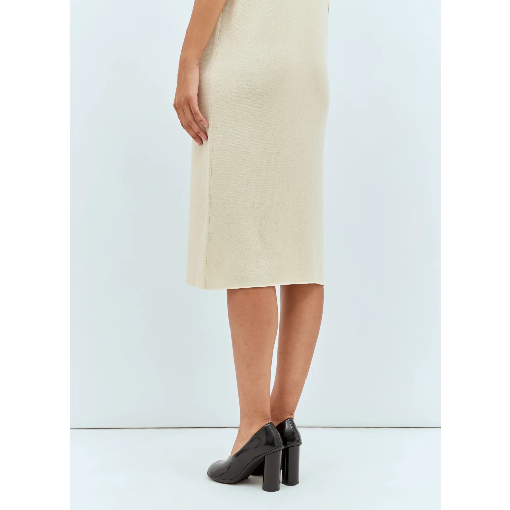 The Row Zijden Gebreide Garfield Midi Jurk Italië Beige Dames