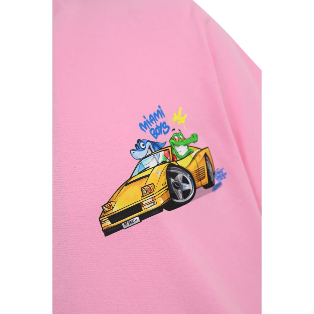 MC2 Saint Barth Roze T-shirt met Hartprint Pink Heren