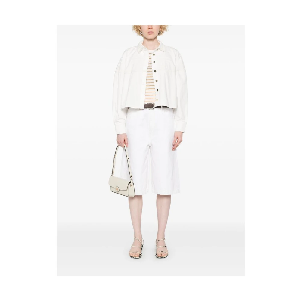 Frame Witte Blouse met Knopen en Verlaagde Zoom White Dames