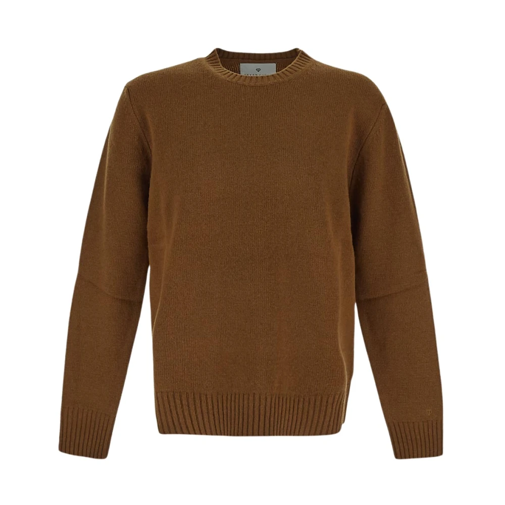 Seven Gauge Wollen Crewneck Sweater Brown Heren
