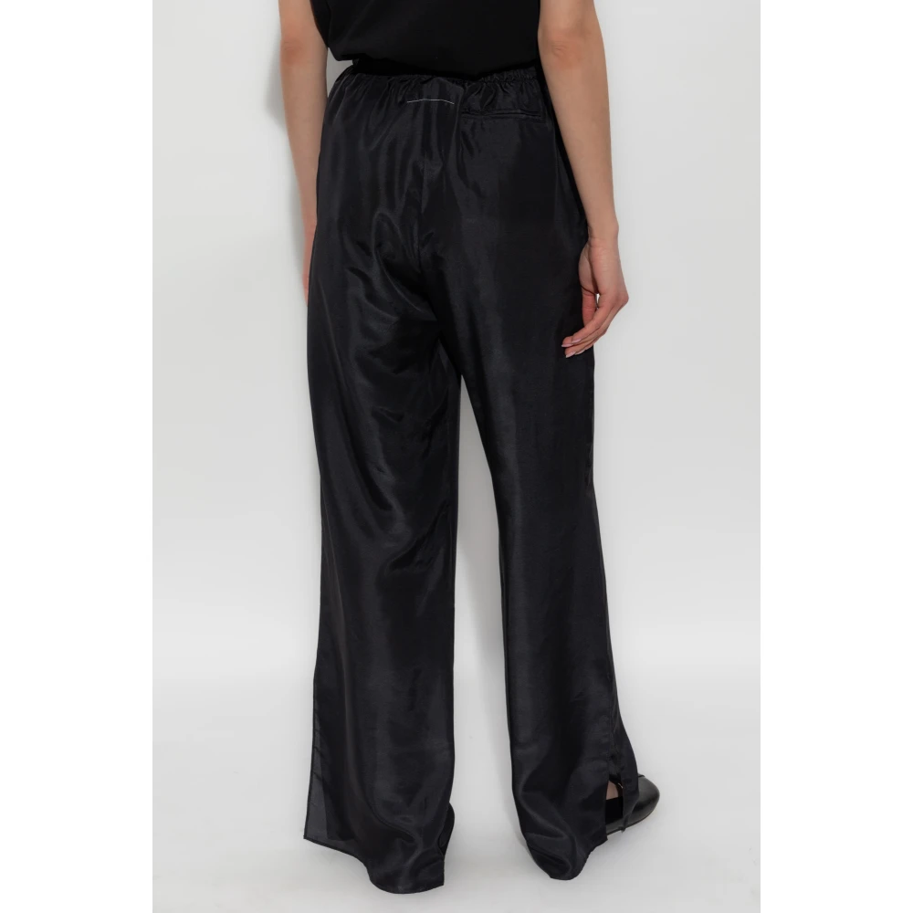 MM6 Maison Margiela Wijde zijden broek Black Dames